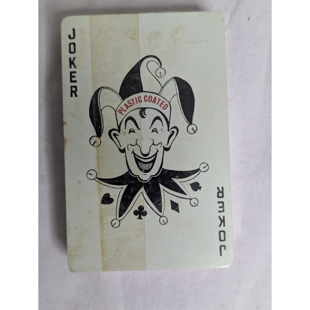 Vintage Playing card deck red white stripe plastic coated Funny‎ joker SEALED